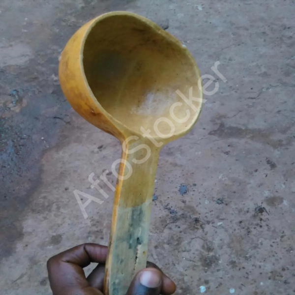 Calebasse africaine servant de louche : ustensile de cuisine traditionnelle – Image HD
