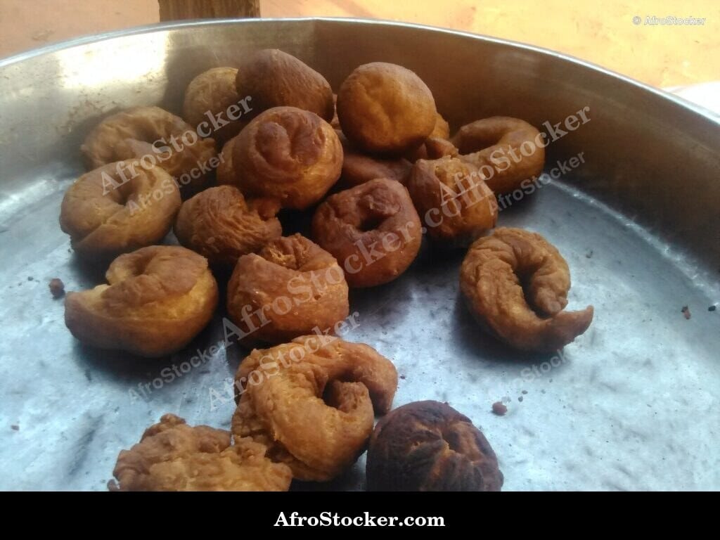 beignets market stall display west africa