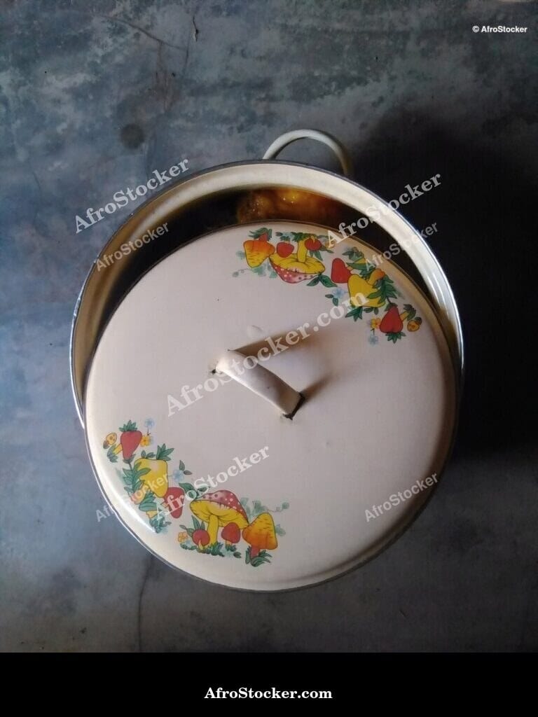 African Kitchen Bowl with Lid, Traditional Pottery