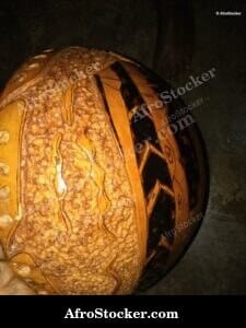 African Calabash with Art Motifs, Decorative Object