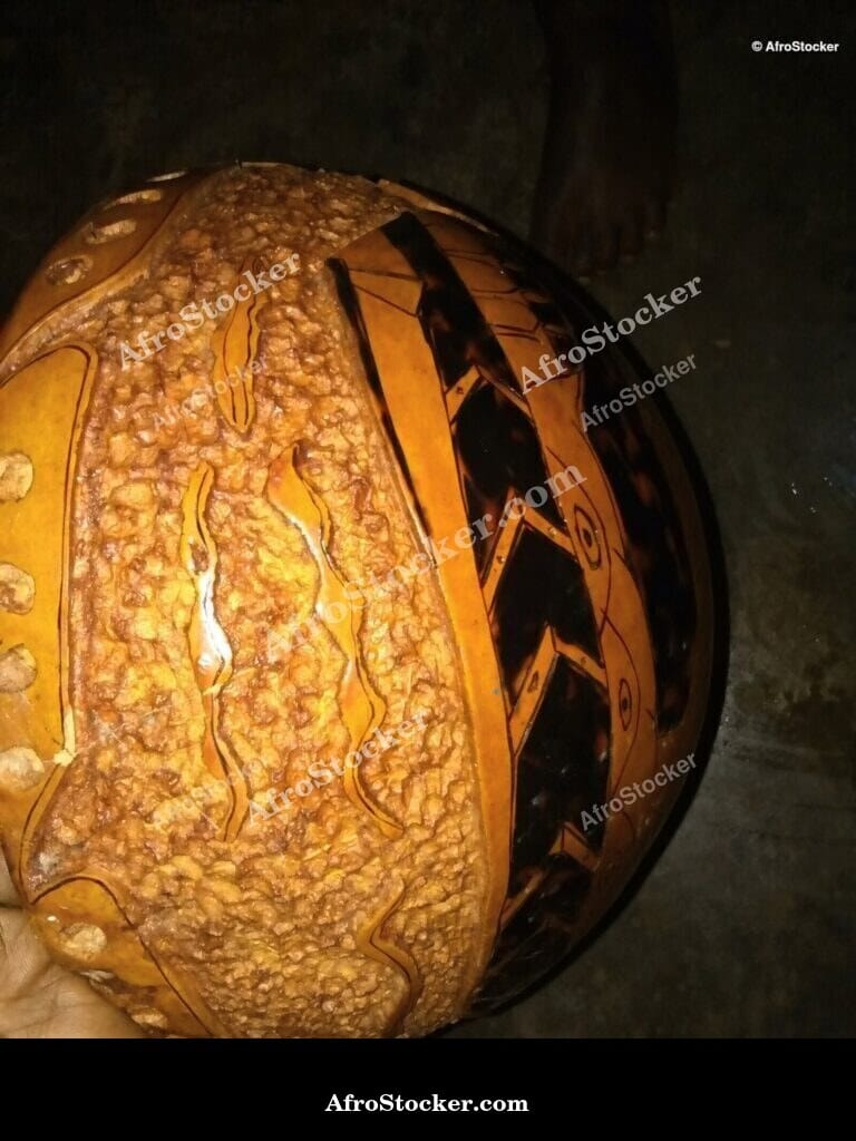African Calabash with Art Motifs, Decorative Object