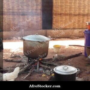 Enamel Pot on African Kitchen Counter
