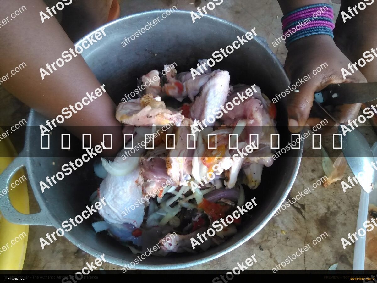 Woman Preparing Chicken Sauce, Africa - AfroStocker