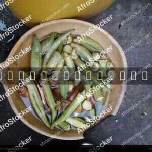 Fresh Okra in Traditional African Calabash - AfroStocker