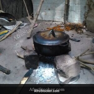 Large Closed African Cooking Pot, Traditional Kitchen
