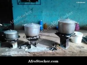 Multiple Pots Over Fire, African Cooking