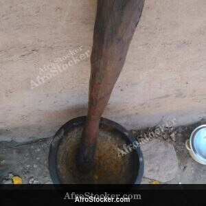 Traditional African Wooden Mortar, Kitchen Utensil