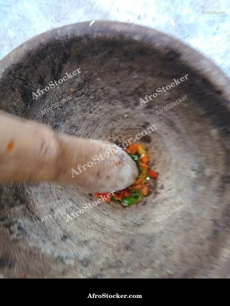 African Wooden Mortar and Pestle, Kitchen Tool