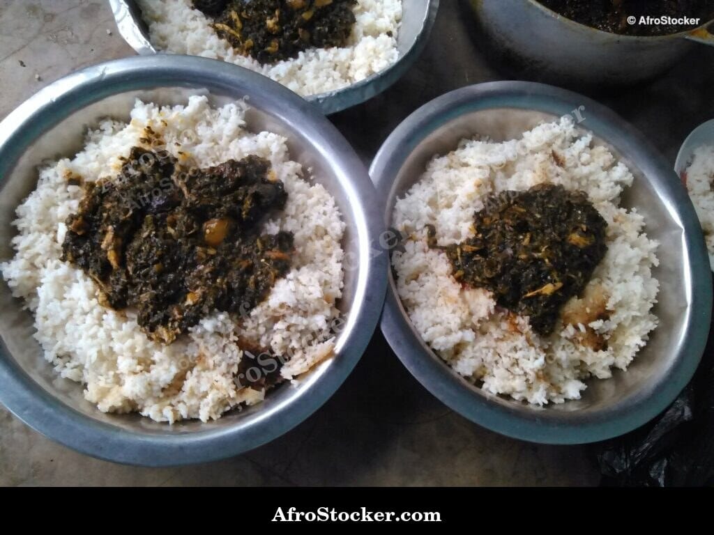 Rice with Leaf Sauce, West African Dish - AfroStocker