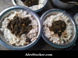 Rice with Leaf Sauce, West African Dish