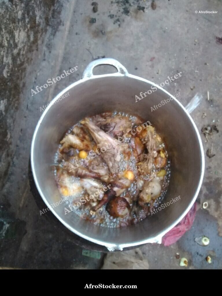 Pot Cooking Over Flames, Rural Africa