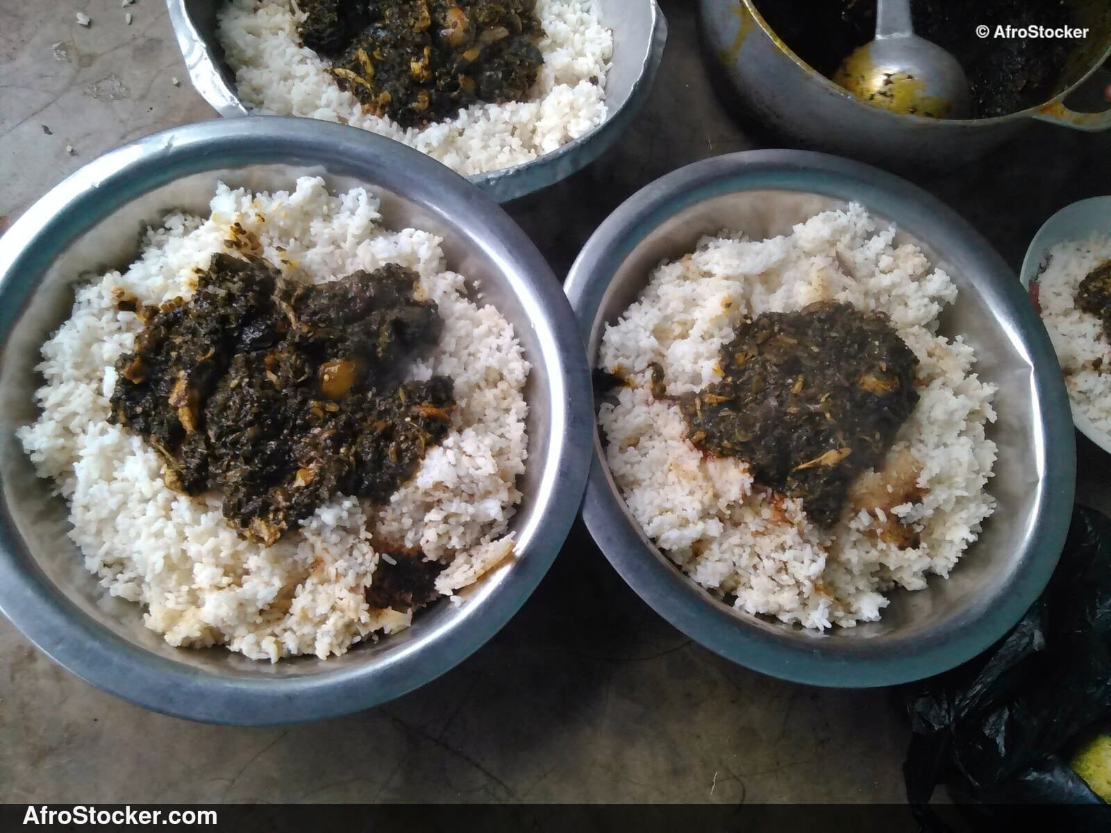 Rice with Sweet Potato Leaf Sauce, Africa - AfroStocker