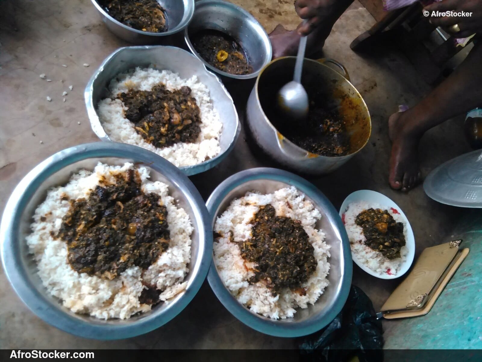 Homemade Rice with Sweet Potato Leaf Sauce - AfroStocker