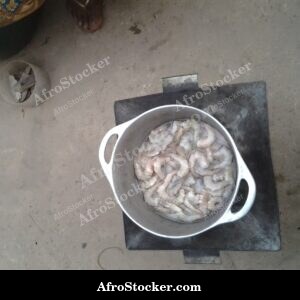 Shrimp Grilling Over Fire, Coastal Africa