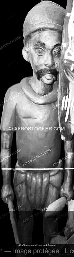 Wall Art B&W Masque Africain Sculpte — Art Ancestral Afrique de l'Ouest