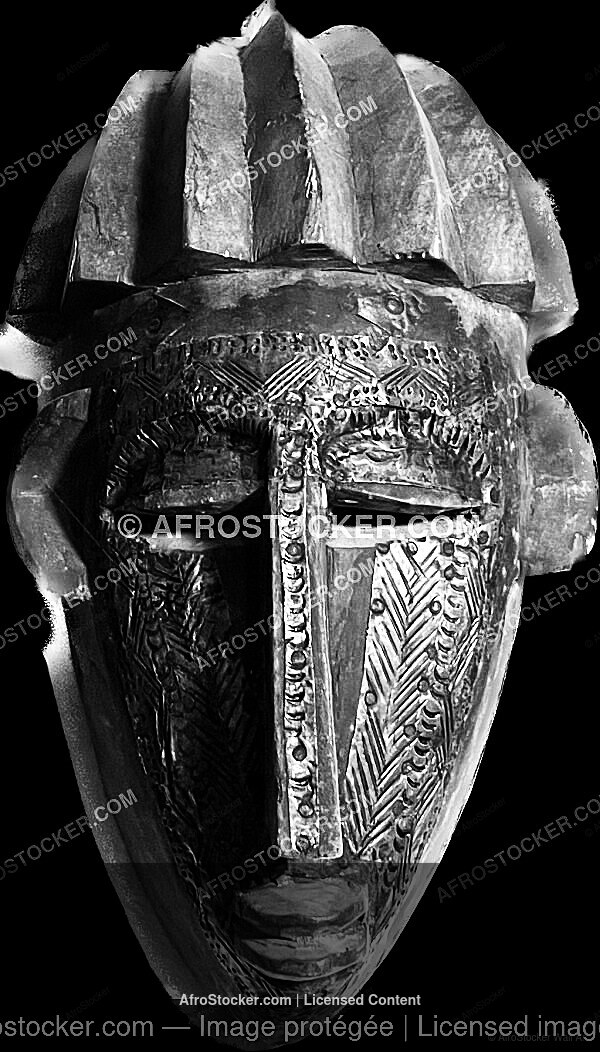 Wall Art B&W Masque Africain Authéntique — Culture et Rites Africains