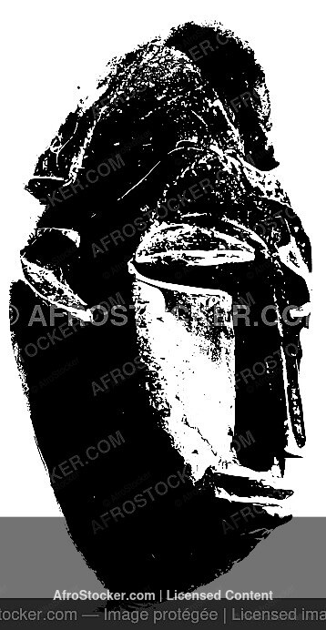 Wall Art B&W - Masque Africain Sculpte — Art Ancestral Afrique de l'Ouest Wall Art B&W Masque Africain Sculpte — Art Ancestral Afrique de l'Ouest