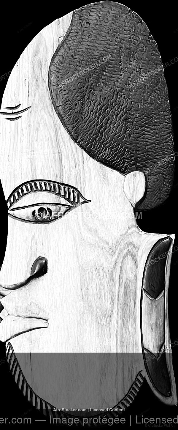 Wall Art B&W - Masque Africain Noir et Blanc — Portrait Artistique Wall Art B&W Masque Africain Noir et Blanc — Portrait Artistique