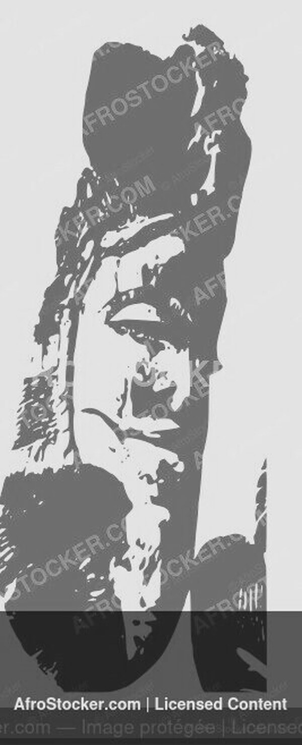 Wall Art Gold Masque Africain Noir et Blanc — Portrait Artistique