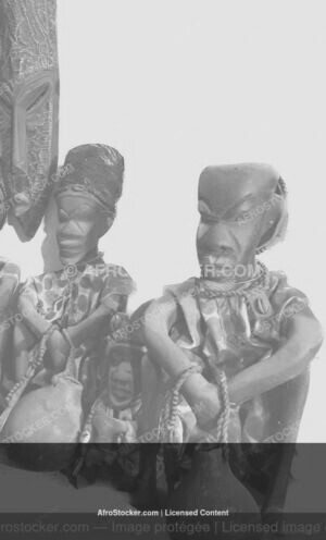 Wall Art Gold Masque Africain Noir et Blanc — Portrait Artistique