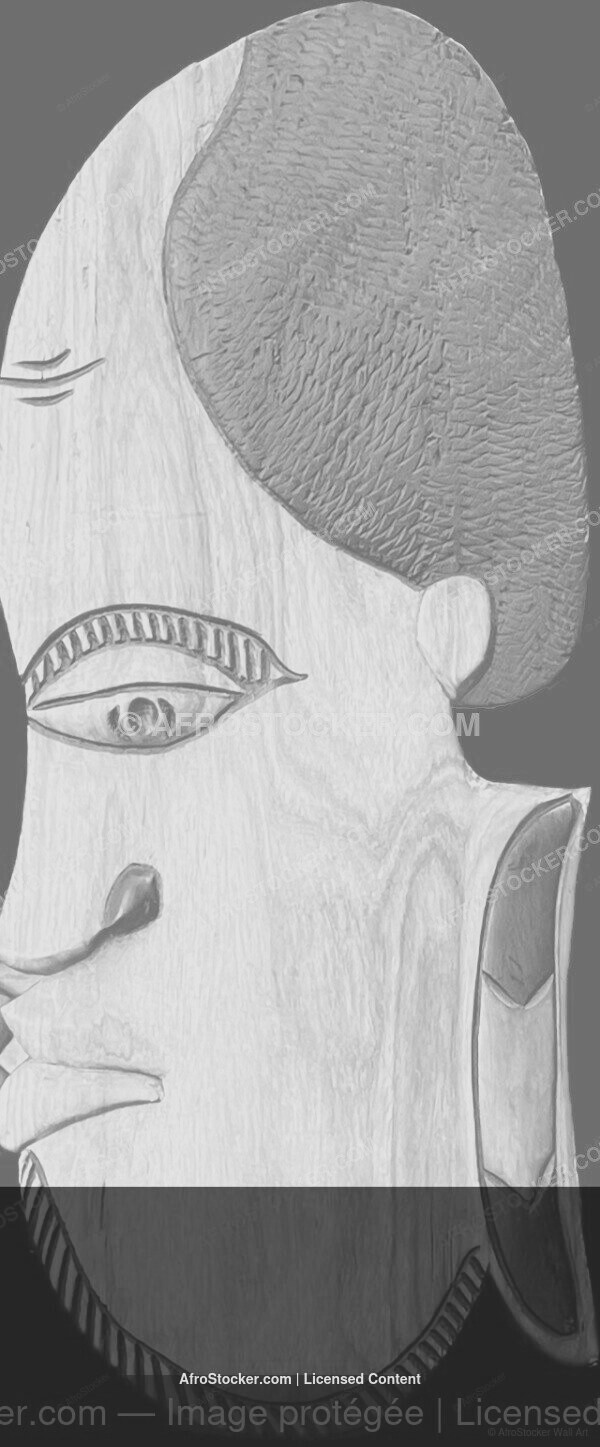 Wall Art Gold Masque Africain Noir et Blanc — Portrait Artistique