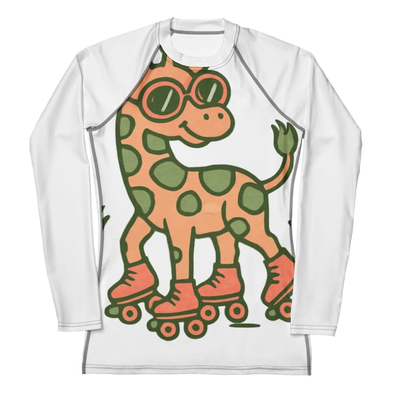Women's Rash Guard Vintage Giraffe with Sunglasses & Suitcase Retro Sunset-Original