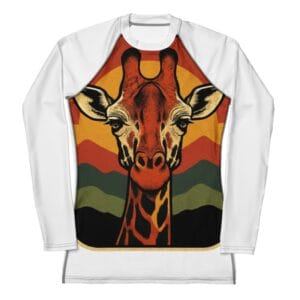 Women's Rash Guard Retro Sunset Giraffe Postcard Portrait-Original