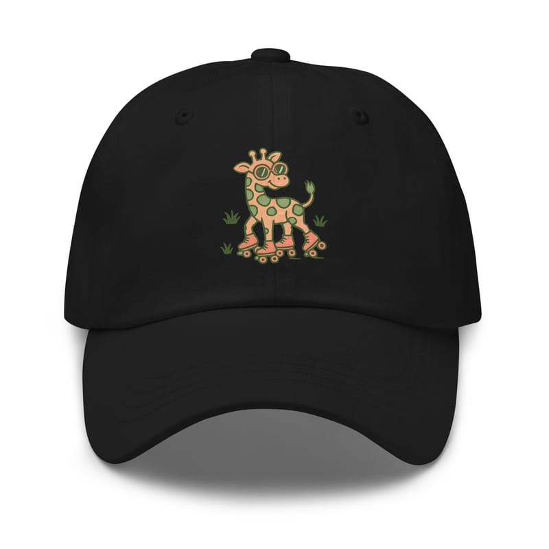Dad hat Vintage Giraffe with Sunglasses & Suitcase Retro Sunset-Original
