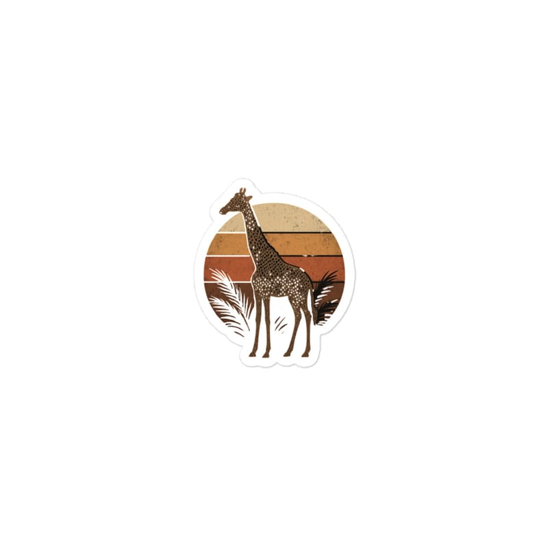 Bubble-free stickers Retro Sunset Giraffe Silhouette Tee-Original