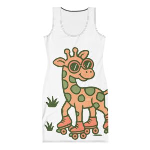 Bodycon dress Groovy Giraffe on Roller Skates with Round Shades-Original