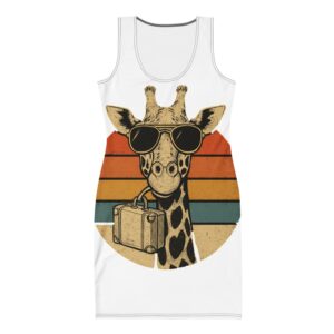 Bodycon dress Vintage Giraffe with Sunglasses & Suitcase Retro Sunset-Original