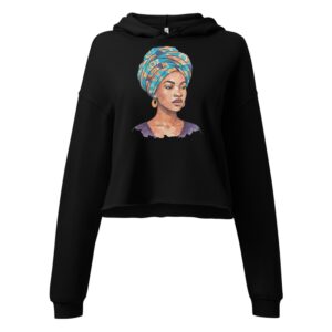 Crop Hoodie Regal Woman in Turquoise & Coral Wax Turban-Original