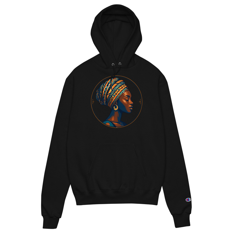 Unisex Champion hoodie Regal African Woman in Patterned Wax Turban-Original