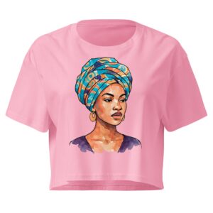 Women’s crop top Regal Woman in Turquoise & Coral Wax Turban-Original