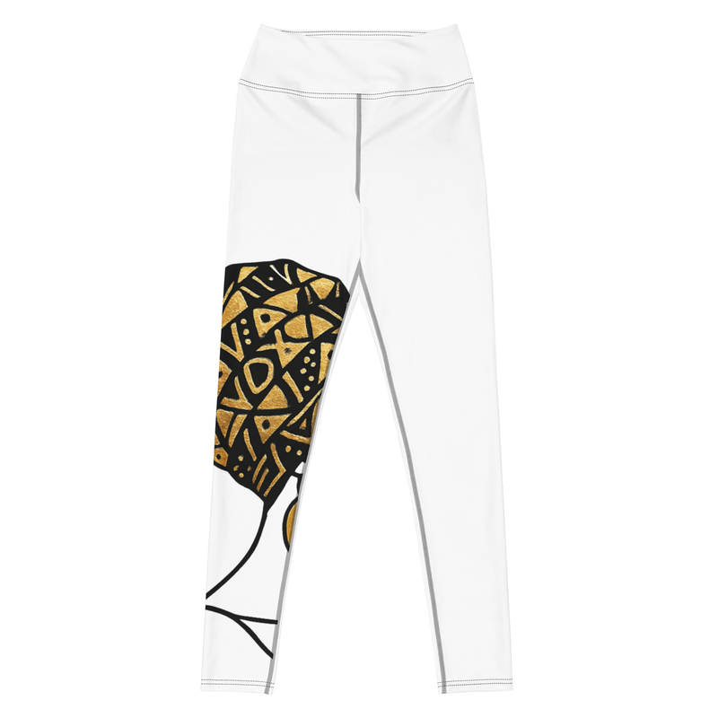 Yoga Leggings Elegant Afro Profile with Gold-Patterned Headwrap-Original