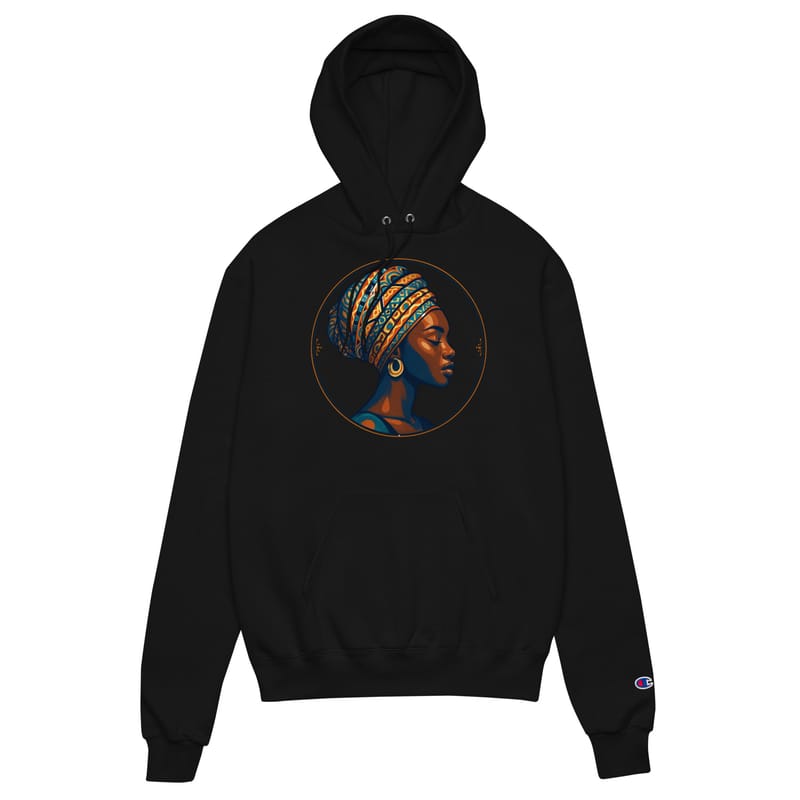 Unisex Champion hoodie Regal African Woman in Patterned Wax Turban-Original