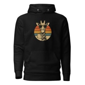 Unisex Hoodie Vintage Giraffe with Sunglasses & Suitcase Retro Sunset-Original