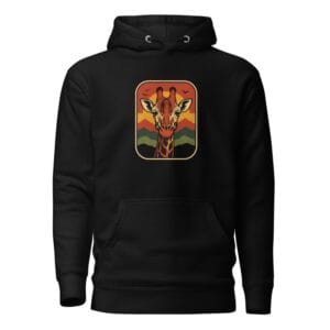 Unisex Hoodie Retro Sunset Giraffe Postcard Portrait-Original
