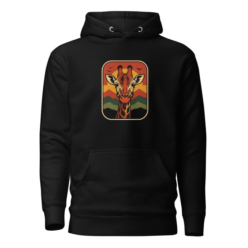 Unisex Hoodie Retro Sunset Giraffe Postcard Portrait-Original