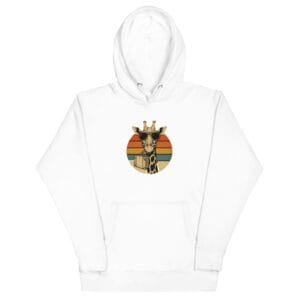 Unisex Hoodie Vintage Giraffe with Sunglasses & Suitcase Retro Sunset-Original