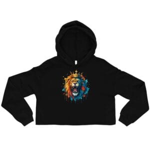 Crop Hoodie Roaring Royal Lion Watercolor Splash-Original