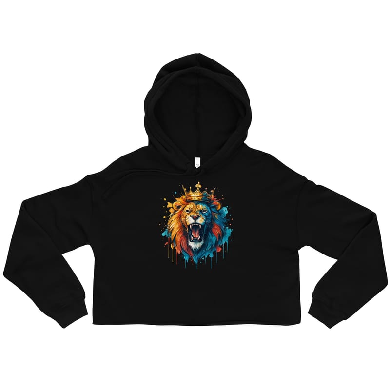 Crop Hoodie Roaring Royal Lion Watercolor Splash-Original
