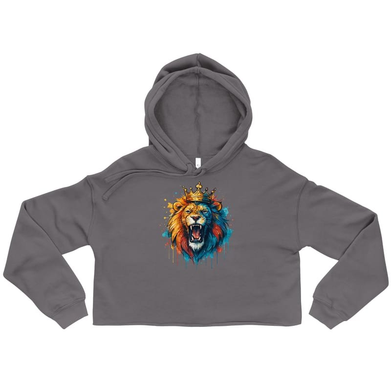 Crop Hoodie Roaring Royal Lion Watercolor Splash-Original - Image 3