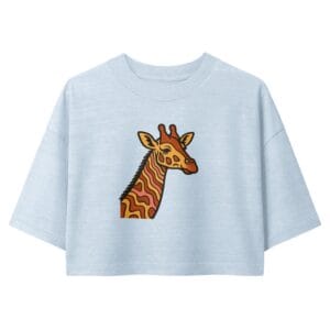 Women’s garment dye cropped tee Psychedelic 70s Giraffe with Wavy Warm Stripes-Original
