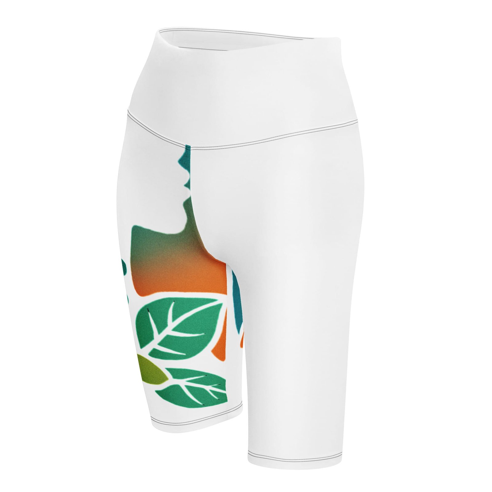 Biker Shorts Tropical Silhouette with Dynamic Braids & Flowers-Original - Image 3