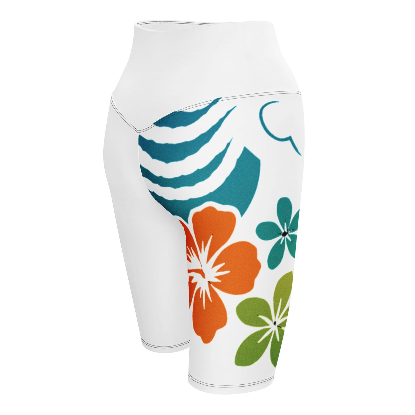 Biker Shorts Tropical Silhouette with Dynamic Braids & Flowers-Original - Image 2