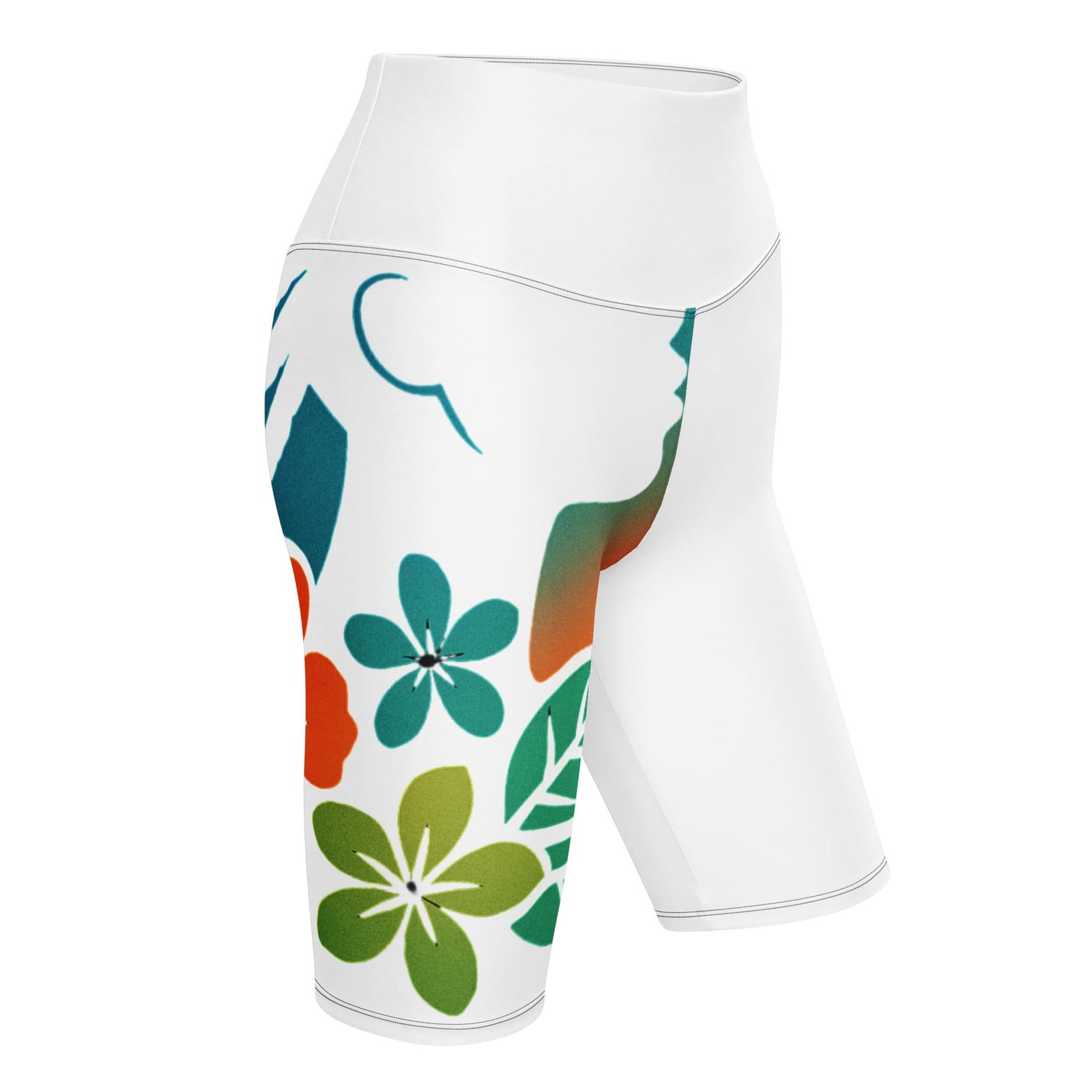 Biker Shorts Tropical Silhouette with Dynamic Braids & Flowers-Original - Image 4