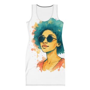 Bodycon dress Sunset Vibes Woman with Afro & Sunglasses-Original