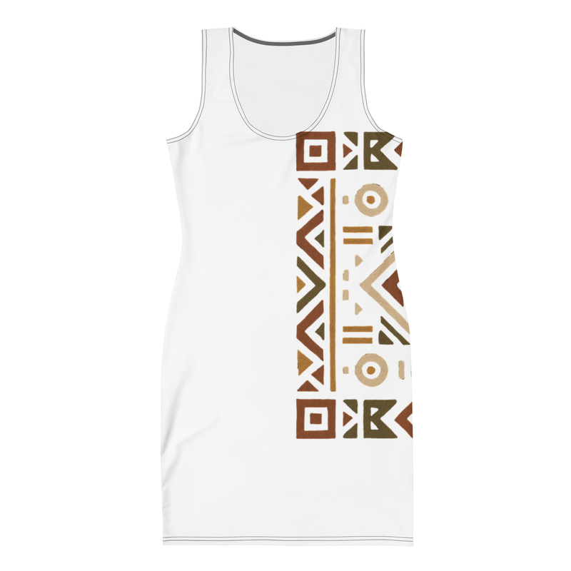 Bodycon dress Bold African Geometric Harmony in Earthy Tones-Original
