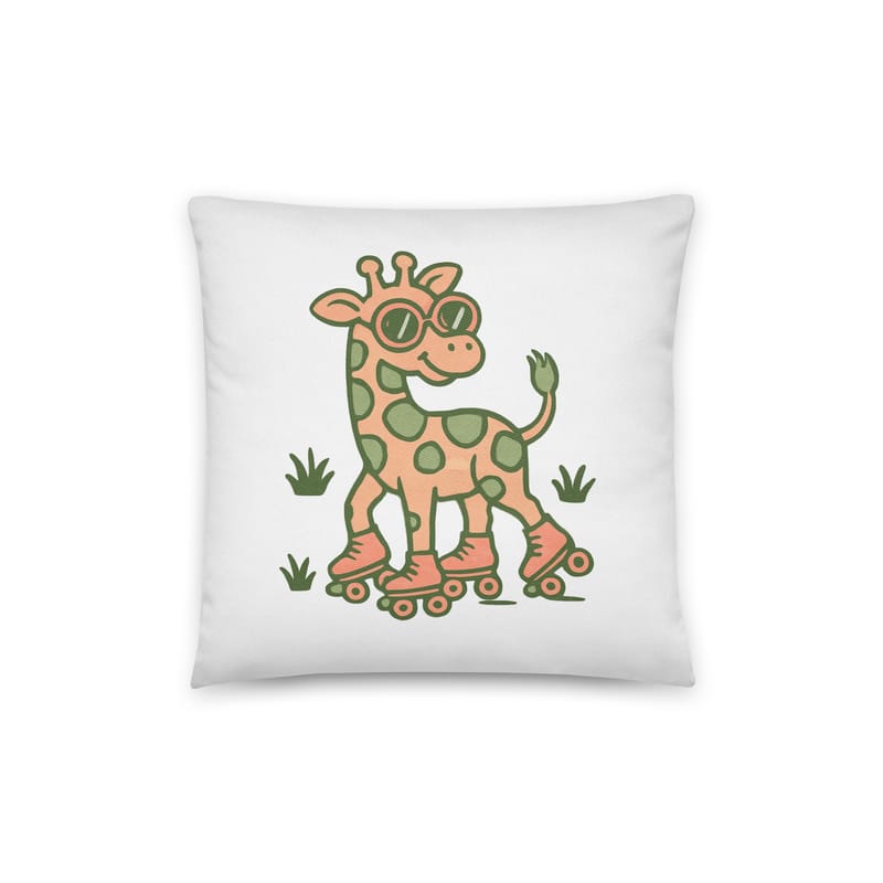 Cotton pillow Groovy Giraffe on Roller Skates with Round Shades-Original